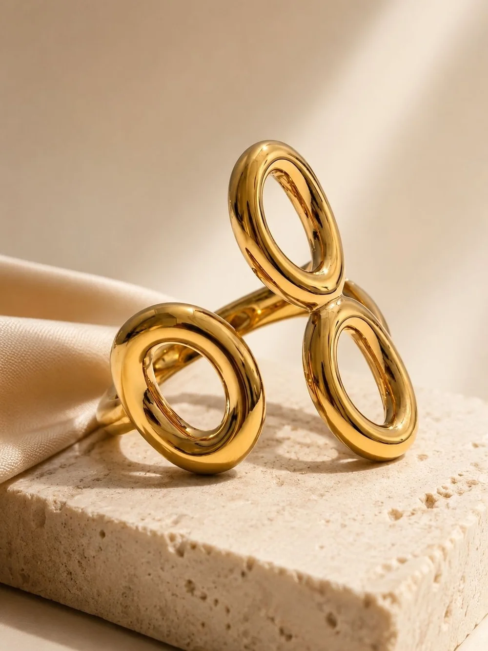 Polished Gold Open Triple Circle Ring